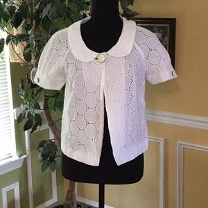 Ann Taylor LOFT Size 6P White Short Sleeve Blazer.